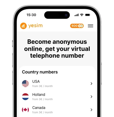 Choose the Country or service for your virtual number