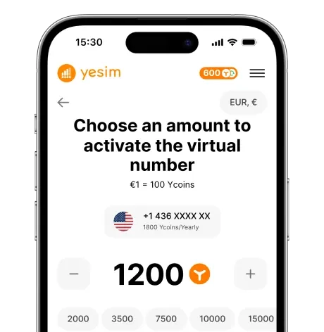 Top up your ycoins wallet and buy virtual cell number