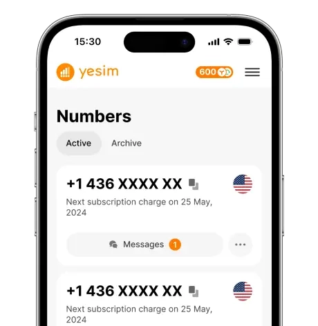 Use virtual number for incoming sms